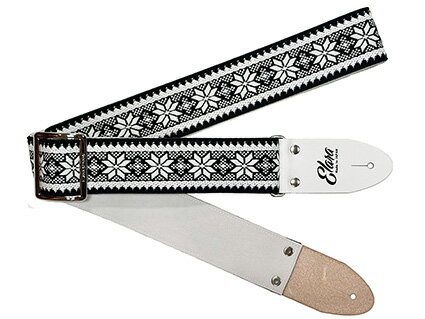 メーカー：Elara Straps 商品名：Silent Poinsettia White Ultrasuede 幅=50mm　長さ=850mm〜1450mm　カラー=White　裏地=Ultrasuede 80年代〜90年代のジャガード織の表地に、裏地はウルトラスウェードを使用し間に薄 手のナイロンを挟んだしなやかながら強度もあるギターストラップ。Made in JAPANElara Straps [エララストラップ] Silent Poinsettia White Ultrasuede