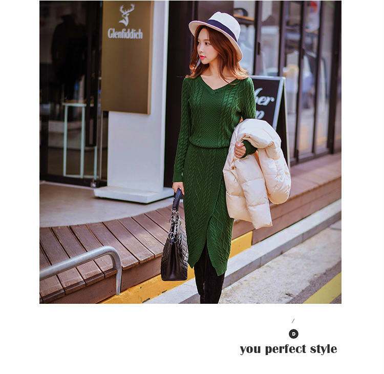 ケーブルニットワンピース