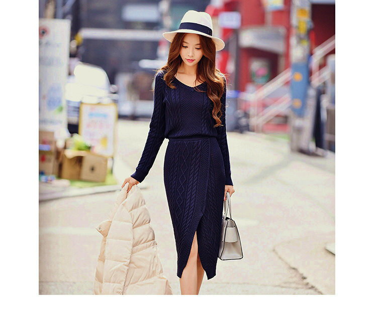 ケーブルニットワンピース