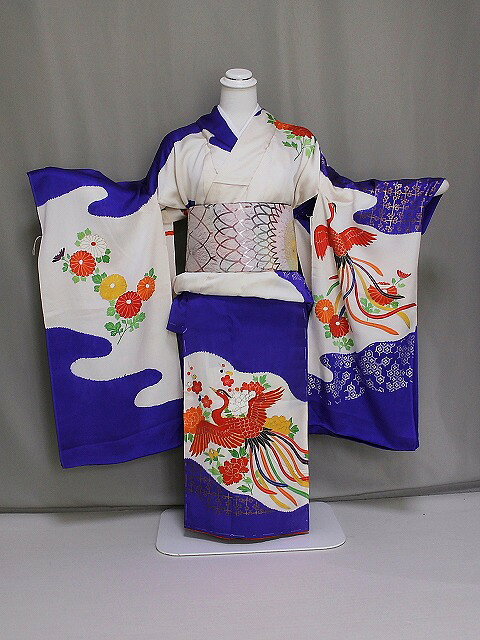 正絹四ッ身着物 H7030-01 送料無料 訳ありノ−クレ−ム 未仕立て仮絵羽の着物 七歳用七五三着物 手芸用にも