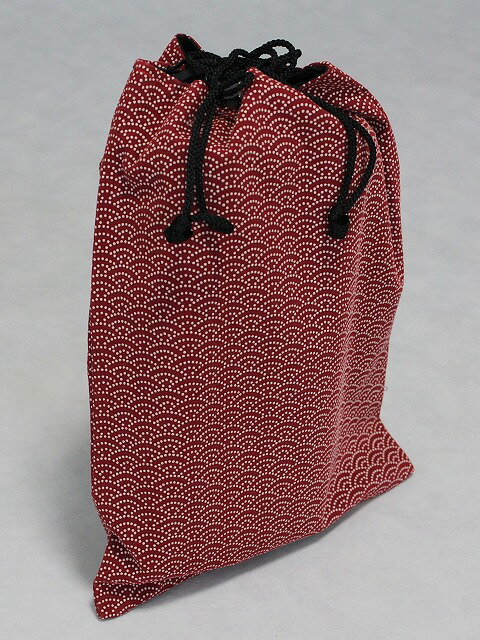印伝調の巾着　信玄袋　えんじ色の巾着袋　ヤマトD・M便なら送料無料　日本製　A1200-02