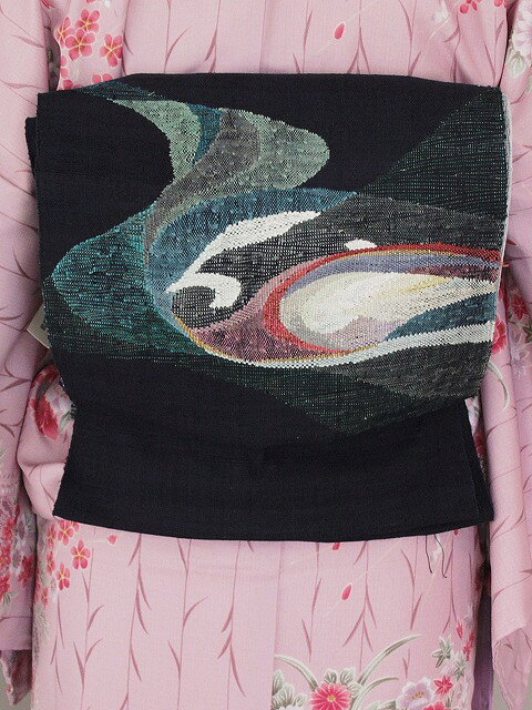 正絹手織名古屋帯 I9291 送料無料 在庫処分「都」385 謹製手織名古屋帯 未仕立品 おしゃれ帯