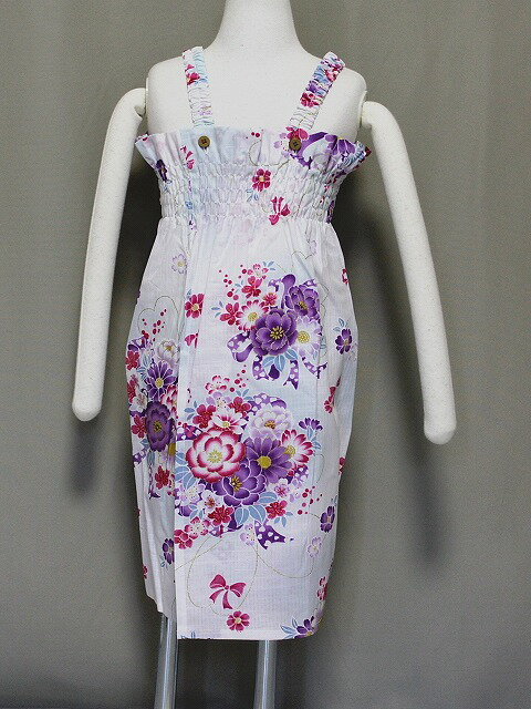 格安　子供浴衣ドレス　ボレロ付ゆかたワンピース　女の子供用ゆかたドレス　3〜4才用　Z8412-02