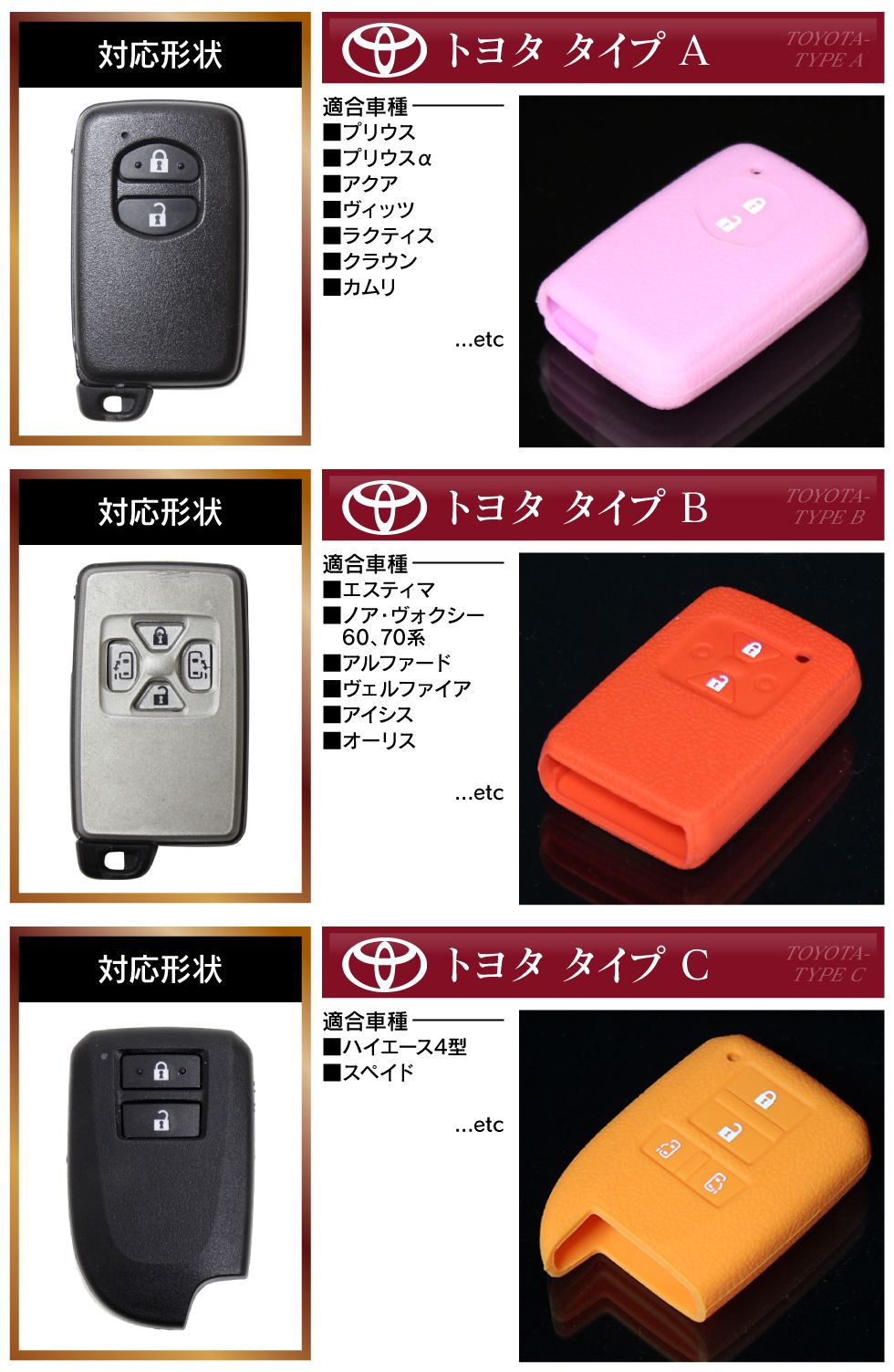 【SS】 スマートキーケース スマートキーカバー トヨタ アクア プリウス50 CH-R CHR フィールダー ヴィッツ エスティマ ノア ヴォクシー エスクァイア アルファード ヴェルファイア ハイエース シエンタ ハリアー