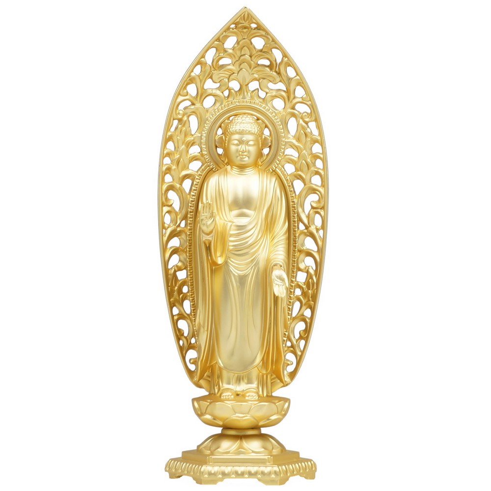 ［仏像］ 釈迦如来　15．7cm　金鍍金仕上　合金製