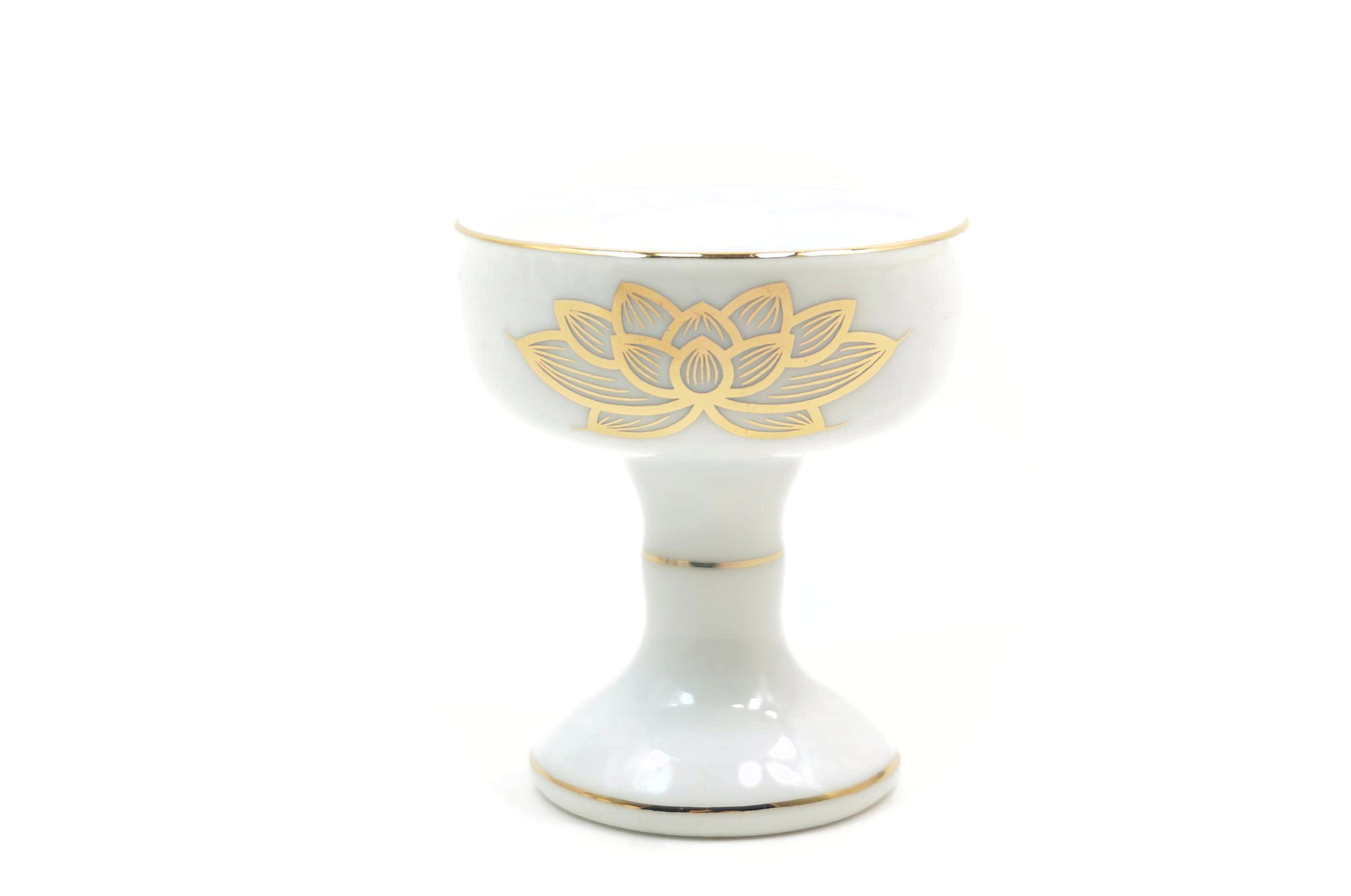 Rakuten - 陶器製　仏飯器　白上金　蓮柄　小［仏具］
