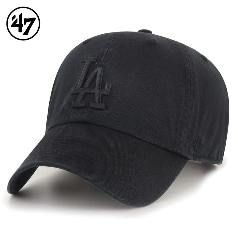 ’47 フォーティセブン FORTYSEVEN '47 CLEAN UP クリーンナップ キャップ 帽子 Los Angeles Dodgers/ロサンゼルス・ドジャース カラー：Black×Black Logo ローキャップ アメカジ ファッション メンズ レディース MLB ぼうし ハット