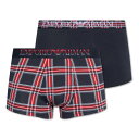 エンポリオアルマーニ：TARTAN GIFT BOX ボクサーパンツ 2PK (スコティッシュ/マリーン)[ボクサーパンツ/ 男性下着/ メンズインナー/人気ブランド/おすすめギフト/誕生日プレゼント/メンズファッション]