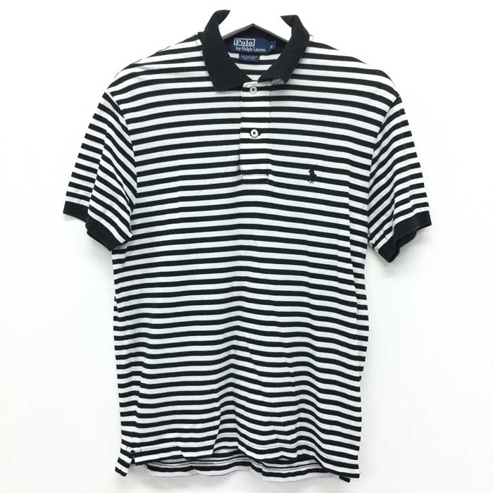 ポロ ラルフローレン POLO RALPH LAUREN ポロシャツ S ブラック ボーダー柄 中古