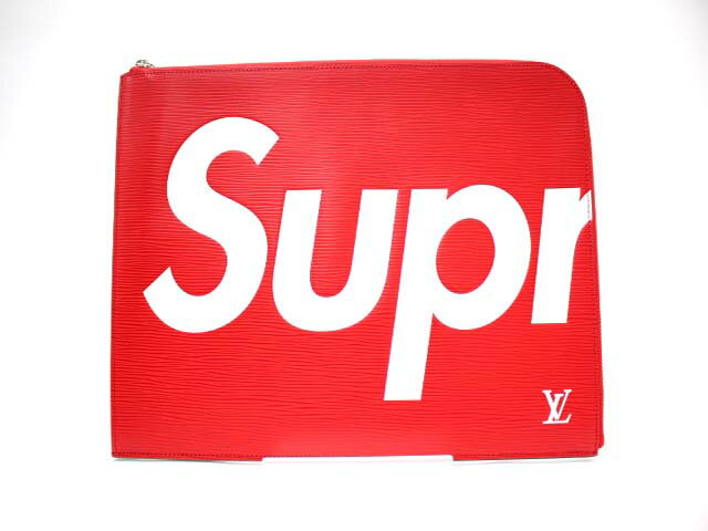 ルイ・ヴィトン LOUIS VUITTON × シュプリーム Supreme 〔17AW〕Pochette Jour GM ポシェットジュール クラッチバッグ M67722 赤×白 中古 新品未使用 美品