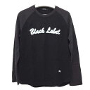 バーバリーブラックレーベル BURBERRY BLACK LABEL ロンT ラグラン切替 英字ロゴワッペン ブラック サイズ3 L相当【中古】