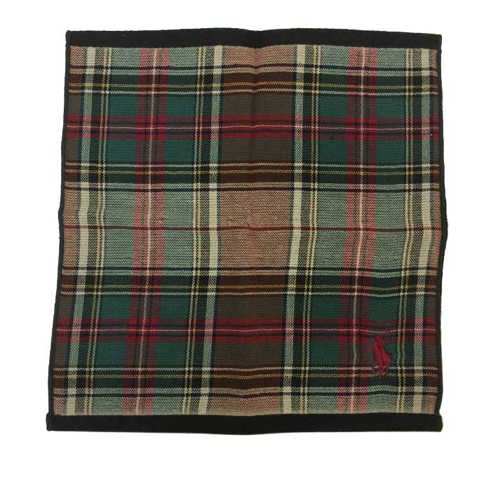 ラルフローレン Ralph Lauren ブリムフィールドプラッド ミニタオル タオルハンカチ グリーン チェック柄【中古】【新品同様】【美品】