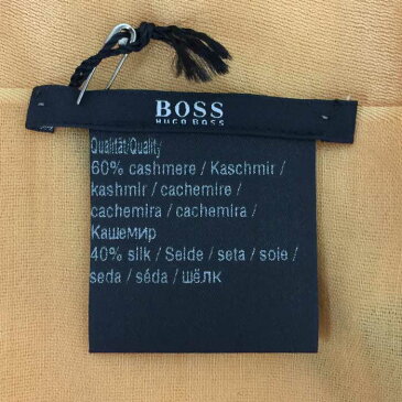 ヒューゴボス HUGO BOSS ストール ショール シルク カシミヤ オーカー【中古】【新品同様】【美品】