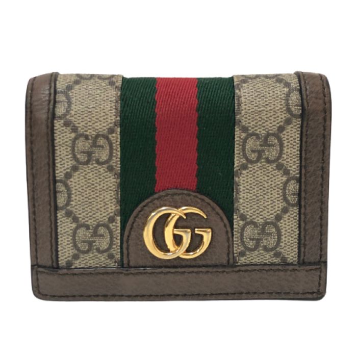 グッチ GUCCI オフディア GGスプリーム 二つ折り財布 523155 ブラウン GG柄【中古】のサムネイル