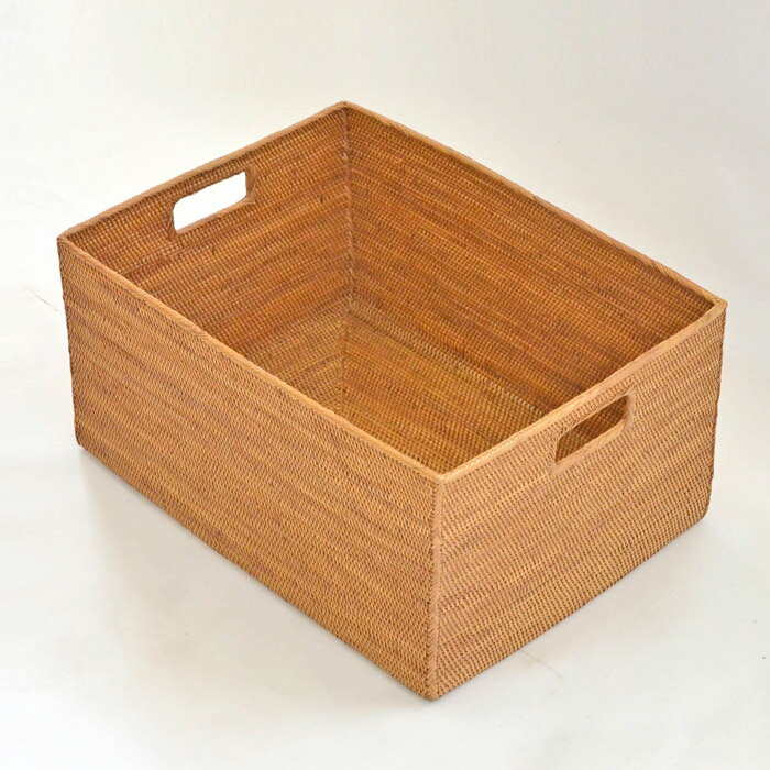 アタ 持ち手つきバスケット《40cm×30cm×20cm》 バスケット かご タオル入れ 収納カゴ ストックカゴ インテリア おしゃれ かわいい きれい 手編み ナチュラル 自然素材 ハンドメイド アジアン雑貨 南国 リゾート 収納 かご 入れ物 BAS-0249 3