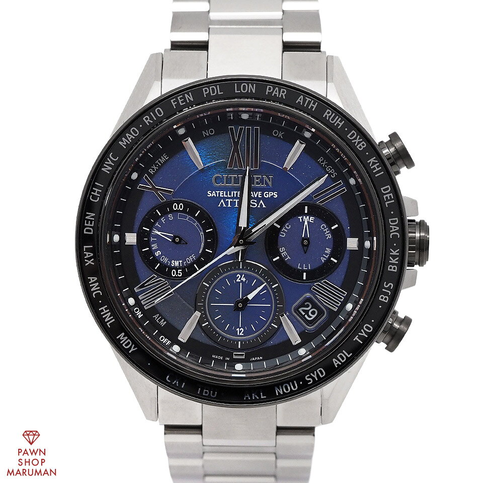 CITIZEN シチズン アテッサ アクトライン UNITE with BLUE GPS衛星電波 CC4075-50L F950-0029S0K エコドライブ チタン ブルー【送料無料】【中古】【メンズ】【腕時計】【アナログ】【青】
