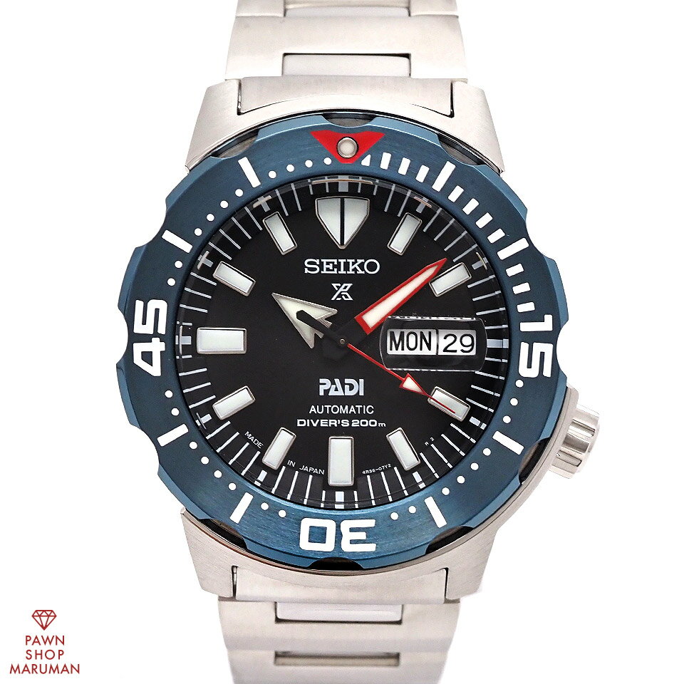 楽天丸万質舗SEIKO セイコー プロスペックス モンスター ダイバーズ PADIコラボ SBDY057 4R36-07N0 自動巻き SS ブラック【送料無料】【中古】【メンズ】【腕時計】【アナログ】【黒】