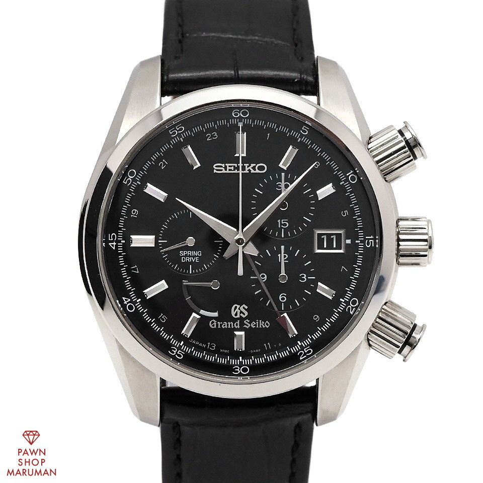 SEIKO セイコー グランドセイコー クロノグラフ SBGC007 9R86-0AA0 スプリングドライブ SS×レザー ダークグリーン【送料無料】【中古】【メンズ】【腕時計】【アナログ】【緑】
