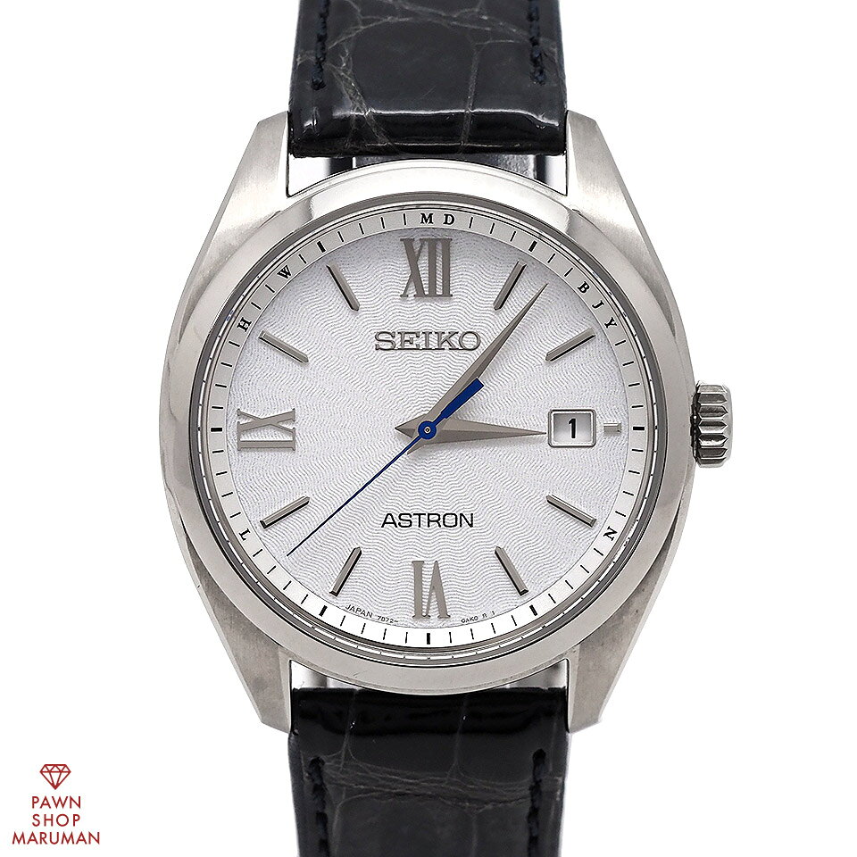 SEIKO セイコー アストロン オリジン SBXY035 7B72-0AD0 電波ソーラー チタン×レザー シルバー【送料無料】【中古】【メンズ】【腕時計】【アナログ】【銀】