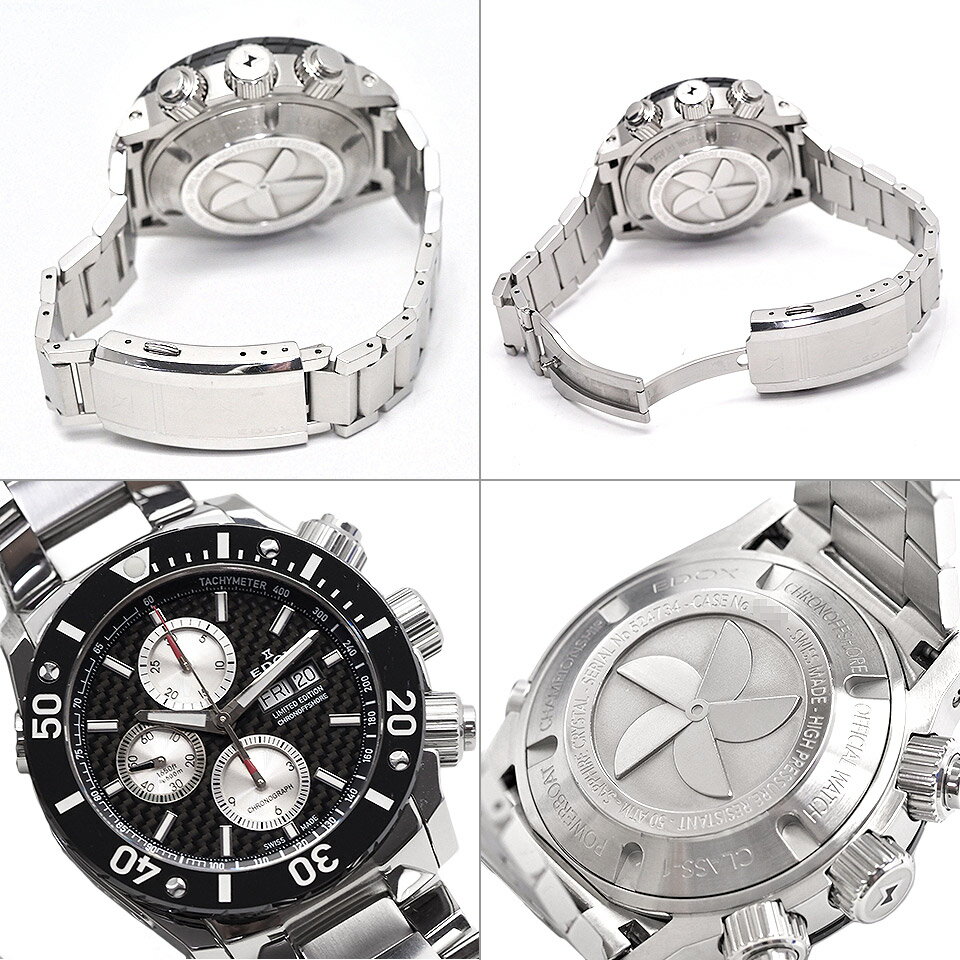 EDOX エドックス クラスワン クロノオフショア リミテッドエディション 01114-3N-NIN2 自動巻き SS ブラック 【送料無料】【中古】【メンズ】【腕時計】【黒】【アナログ】