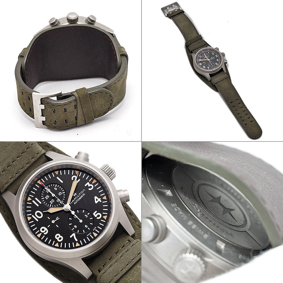 HAMILTON ハミルトン カーキフィールド オート クロノ H71706830 自動巻き SS×レザー ブラック 【送料無料】【中古】【メンズ】【腕時計】【アナログ】【黒】