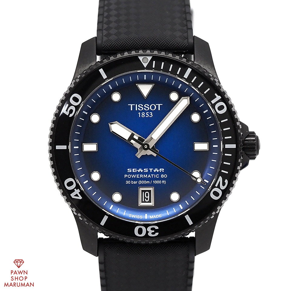 TISSOT ティソ シースター 1000 パワーマティック 80 T120.807.37.041.00 自動巻き SS(PVD)×ラバー ブルー 【送料無料】【中古】【メン..