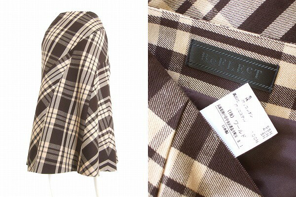 フルフルマーケットの新品同様【中古】リフレクト Reflect 茶 ブラウン 格子柄 伸縮 美形スカート 38号/9号 春秋 レディース ボトムス｜アングル3