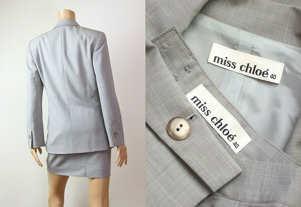 美品【中古】ミスクロエ miss chloe グレー 薄手 美形スカートスーツ 40号 就活 受験 春夏秋 レディース ボトムス