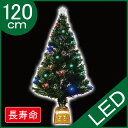 クリスマスツリー グリーンファイバーツリー120cm(マルチLED24球付) ヌードツリー