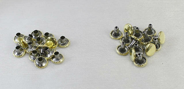 あす楽 カシメ 大カシメ 両面 ABK 真鍮色 足長 並足 2種類 50個セット 嵌める 潰す かしめる 手芸 金具 ベルト 紐 メニュー