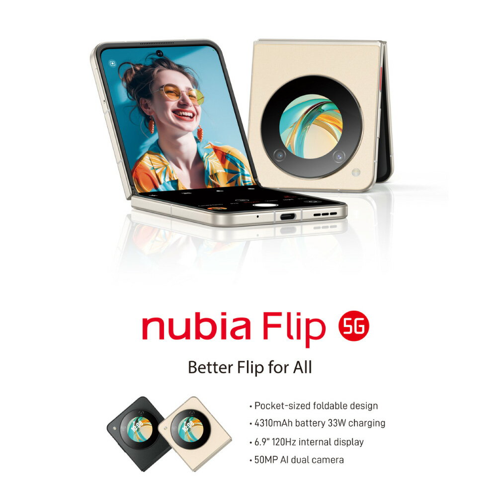 ZTE nubia Flip グローバル版【Snapdragon 7 Gen 1搭載で 6.9インチのフォルダブルスマホ（二つ折りスマホ）】