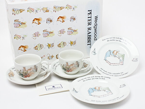 ウェッジウッド　ピーターラビット　カップ＆ソーサー　ケーキ皿 トリオ　2組 wedg-67お茶のふじい・藤井茶舗のサムネイル