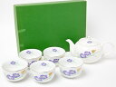 美濃焼 雅東窯 紫 花柄 茶器揃 急須&湯呑 5客セットお茶のふじい・藤井茶舗