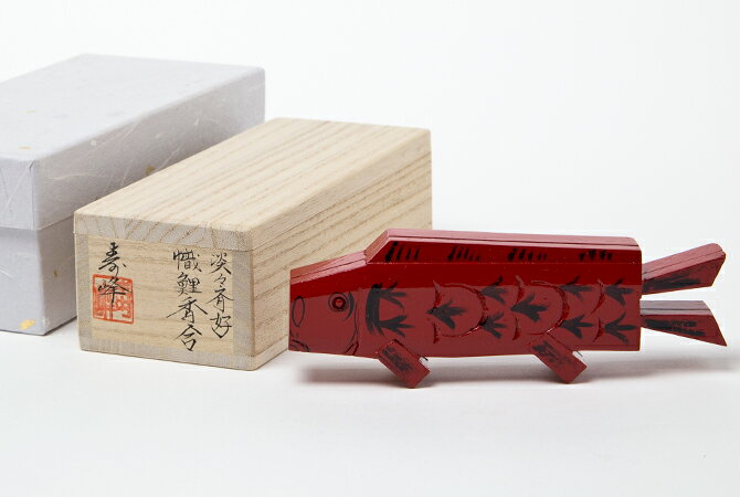 Rakuten - 和田寿峰作　淡々斎好　幟鯉　香合　 桐　朱掻合　お茶のふじい・藤井茶舗