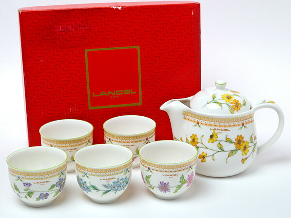 LANCELランセル 野の花　フラワーティーセット(ポット1個+湯呑5客)お茶のふじい・藤井茶舗のサムネイル