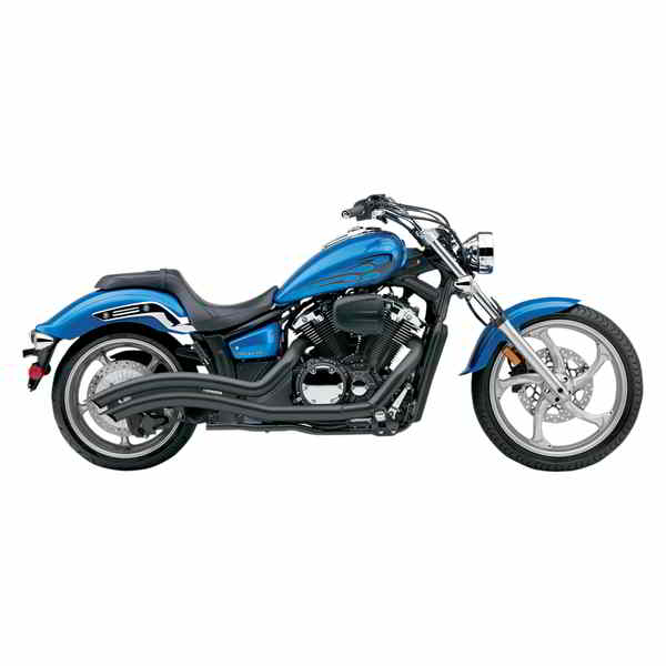 取寄せ スピードスターはエキゾーストシステムを掃引しました コブラ Speedster Swept Exhaust - Black - Stryker 1300 2230B DRAG 18102012