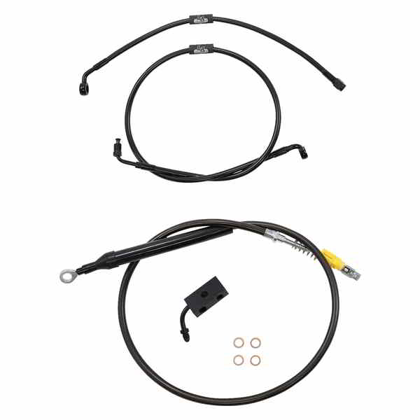 取寄せ スタンダード ミッドナイト ブレイデッド ハンドルバー ケーブル/ブレーキ ライン キット - エ..