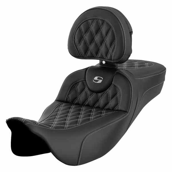 取寄せ Roadsofa? エクステンデッドリーチシート サドルマン Roadsofa? Extended Reach Seat - Lattice Stitch - Silver Stitch - with Backrest - FL '08-'24 808-07B-184B5 DRAG 08011623