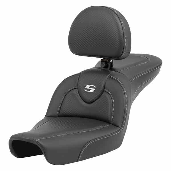 取寄せ サドルマン Roadsofa? Carbon Fiber Seat - Carbon Fiber - with Backrest - FXD '96-'03 896-04-185BR DRAG 08030714