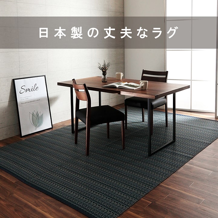 洗える カーペット ダイニング ラグ 敷詰 丈夫 日本製 国産 除菌スプレー対応 アウトドア ペット グリーン ベージュ ブラウン ネイビー 本間3畳(約191×286cm) 《os》 [2]