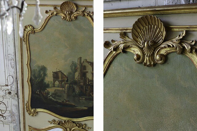 フランスアンティーク ルイ15世様式 トルモミラー ボワズリー E77