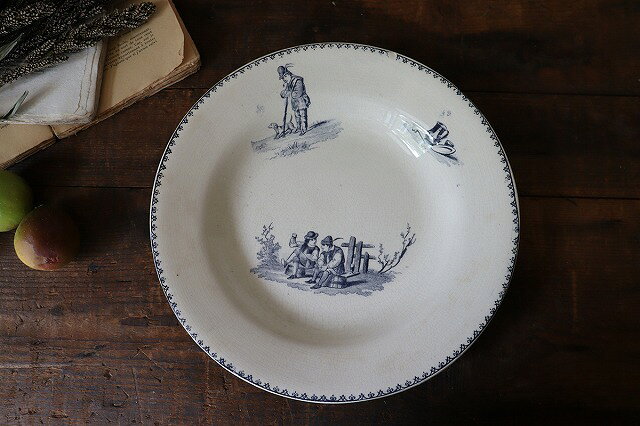 フランスBrocante クレイユ エ モントロー Creil et Montereau TENIERS プレート 深皿 U27-8 [3]