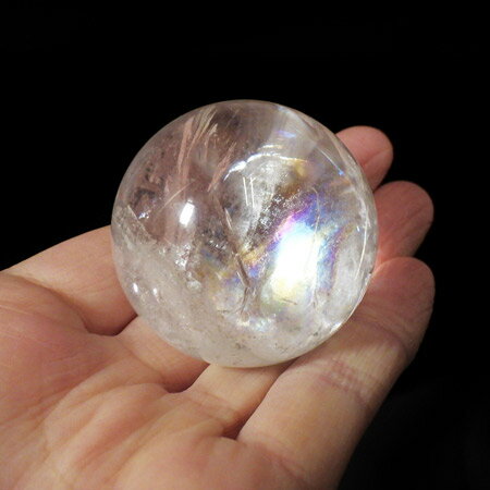 水晶球 直径45mm ブラジル産 金属台付き レインボー水晶 クォーツ 丸玉 ス...