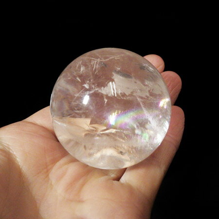 水晶球 直径52mm ブラジル産 金属台付き レインボー水晶 クォーツ 丸玉 ス...