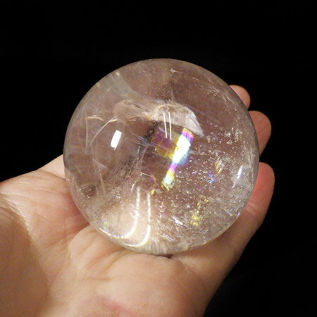 水晶球 直径57mm ブラジル産 金属台付き レインボー水晶 クォーツ 丸玉 ス...