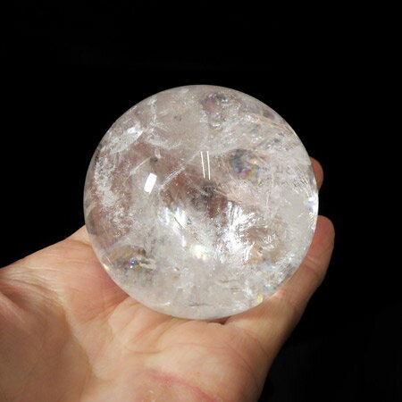 水晶球 直径63mm ブラジル産 金属台付き レインボー水晶 クォーツ 丸玉 ス...