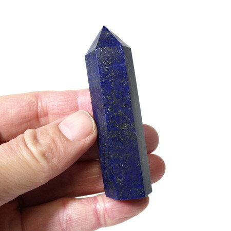 ラピスラズリ ポリッシュポイント アフガニスタン産 磨き 握り 六角柱 天...