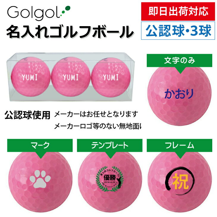 【即日出荷対応 オウンネーム 名入れゴルフボール】メーカーおまかせ公認球 クリアケース入り3球セット..