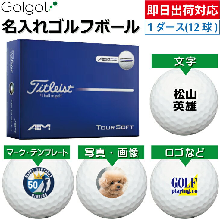 樂天商城 - 【即日出荷対応 オウンネーム 名入れゴルフボール】Titleist TOURSOFT AIM 2026年 ホワイト 白 1ダース（12球）タイトリスト ツアーソフト エイム・ブルー/ スピード納品 名前入りギフト コンペ賞品 景品 ホールインワン 記念品 父の日 還暦祝 退職記念