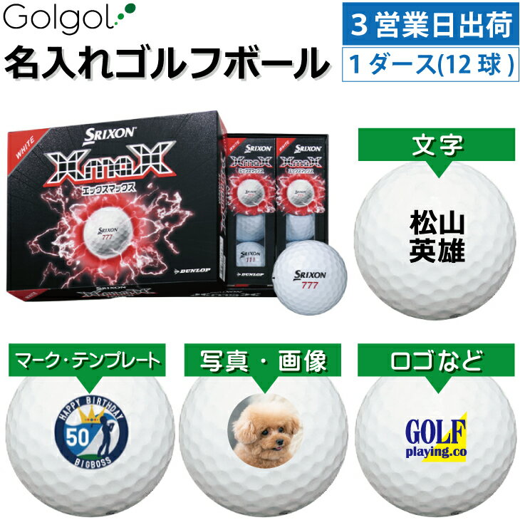Other - 【3営業日出荷対応 オウンネーム 名入れゴルフボール】DUNLOP SRIXON XmaX 2026 ホワイト 白 1ダース（12球）ダンロップ スリクソン エックスマックス/ スピード納品 名前入りギフト コンペ賞品 景品 ホールインワン 記念品 父の日 還暦祝 退職記念 誕生日 プレゼント